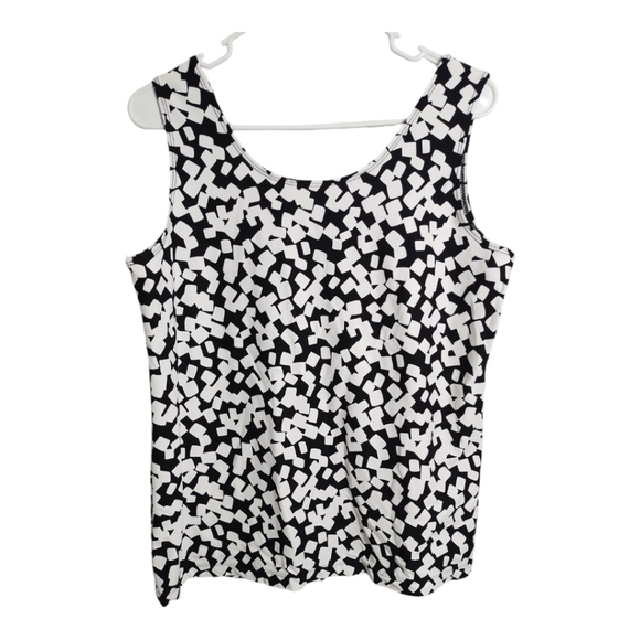 Chicos Tossed Boxes Contemporary Black/Ecru Office Casual Party Tank Blouse 2/L - Picture 2 of 4
